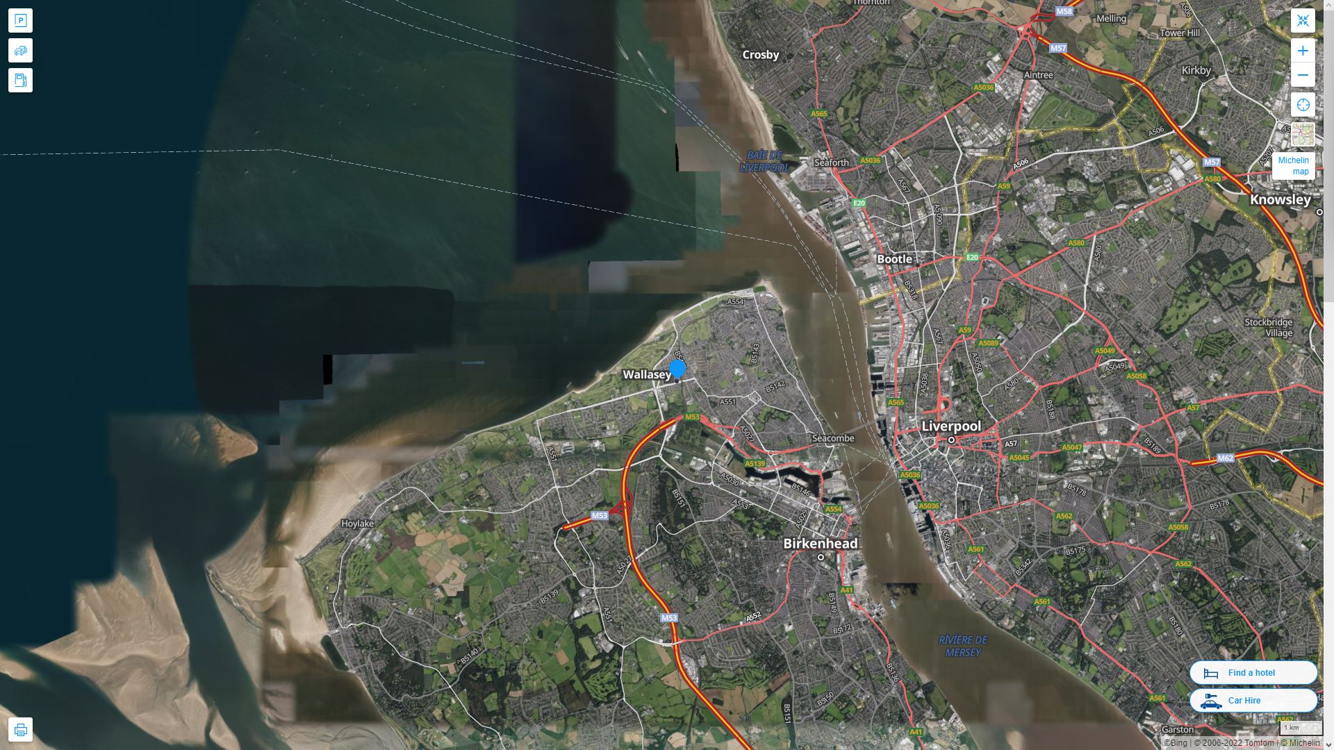 Wallasey Highway and Road Map with Satellite View